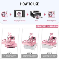 8 in 1 Heat Press Machine 12×15 in Sublimation Transfer T-shirt w/ 30OZ Tumblers