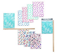 12″ x 15″ Designer Poly Mailers, Pink,Teal, Polka Dots,Hearts Flat Shipping Bags