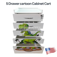 5-Drawer Cartoon Trolley Cart Acrylic Acrylic Mobile Wooden Cabinet Rolling Cart