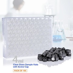 100pcs 10ml Clear Glass Vials, Sample Vials with Screw Caps Small Liquid Bottles