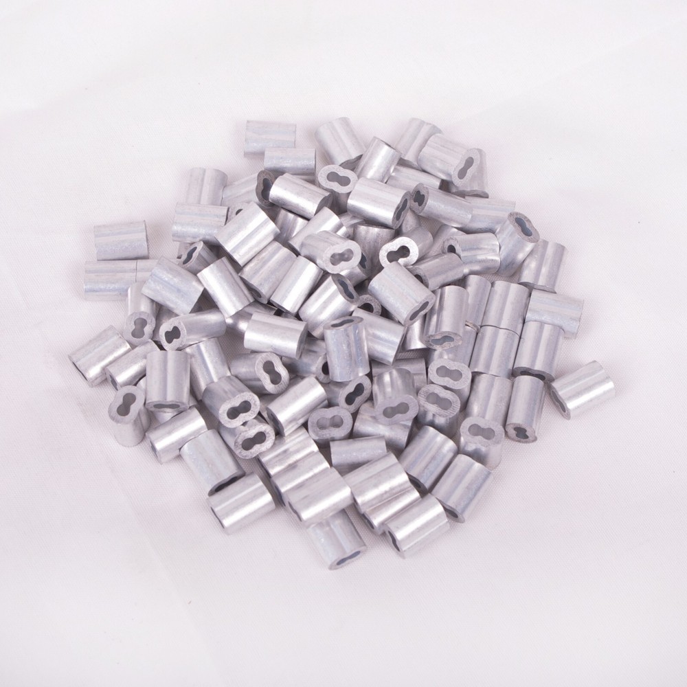 HIGOOD Aluminum Crimping Loop Sleeves Rope for 3/32”,Aluminum Alloy, PK 100