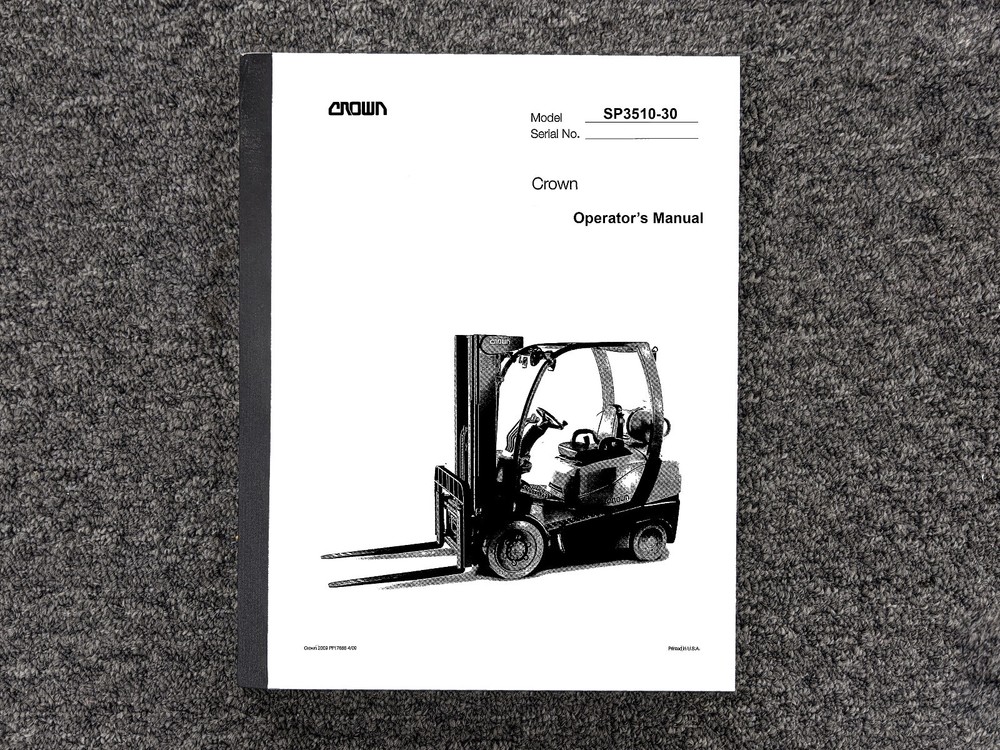 Crown SP3510-30 Stock Picker Forklift Owner Operator Manual User Guide