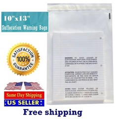 100 10×13 Suffocation Warning Clear Poly Self Seal Bags 1.5 mil -ST ShipMailers