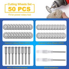 50Pcs Cutting Wheel Set Mini Drill for Dremel Rotary Tool Accessories w/ Mandrel