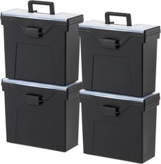 Slim Portable Letter/Legal File Tote Box, 4 Pack, BPA-Free Plastic Storage Bi…