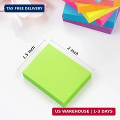 Winner Aura Sticky Notes 1.5×2 inch Bright Colors Self-Stick Pads 8 Pads/Pack 10