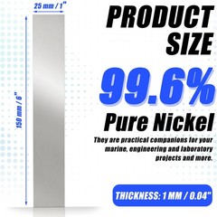 Pure Nickel Sheet 99.6% Nickel Anode Sheet 0.04 x 1 x 6 Inches