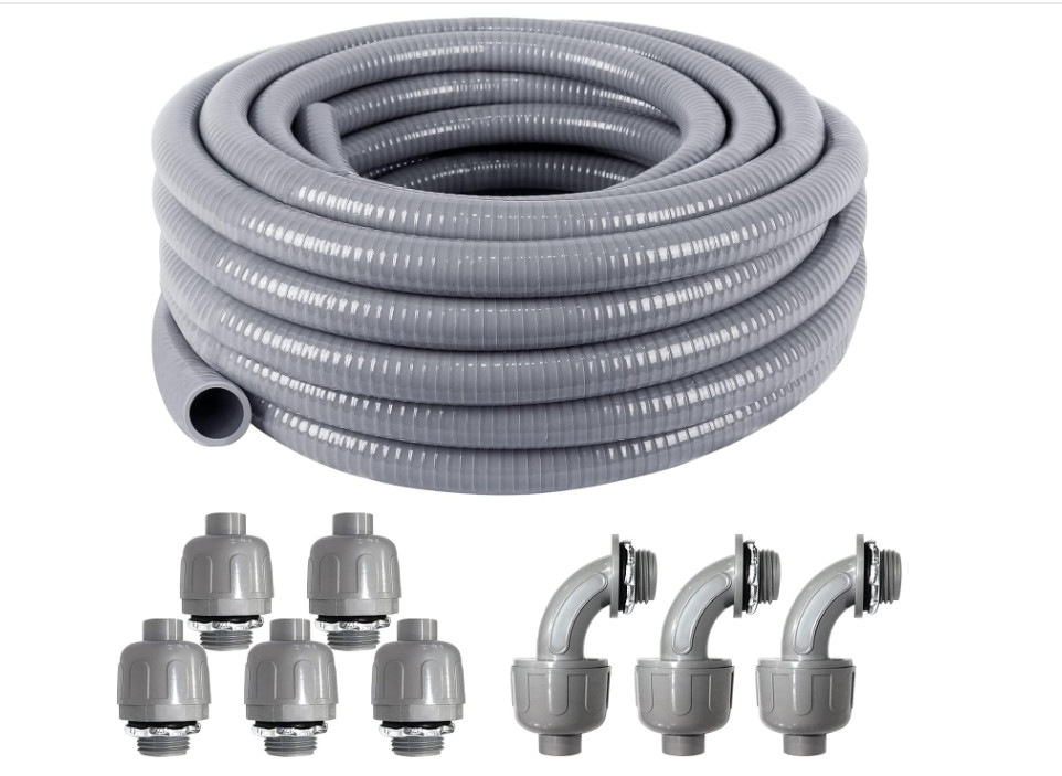 3/4″ Dia Liquid Tight Conduit 50 FT,Flexible Non-Metallic PVC Conduit 3/4 Waterp