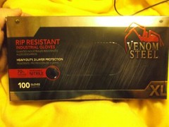New Box of 100 Venom Steel Black Nitrile Safety Gloves-Sz XL
