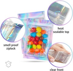 200 Quantity STASHIELD Holographic Smell Proof Mylar Bags Resealable Packaging