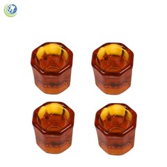 4 x GLASS DAPPEN DISH HONEY BROWN ACRYLIC LIQUID CONTAINER DENTAL COSMETOLOGY