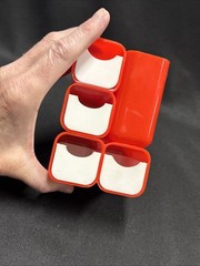 Vtg Red Plastic Mini Drawers Desk Organizer Caddy Made in Hong Kong