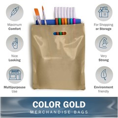 Gold Merchandise Plastic Shopping Bags – 100 Pack 9″ x 12″ with 2 mil Thick -…