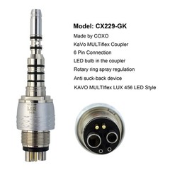 COXO Dental High Speed Handpiece Fiber Optic For KaVo MULTIflex Coupler 4 6 Hole