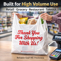Bags 1/5 Large 23 x 13 x 8″ Thank You” T-Shirt Plastic Grocery Shopping Bags