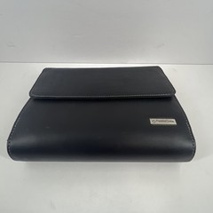 Franklin Covey Leather 6 Ringed Binder W/ Inserts Textured Pocket Compact Black