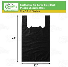 12×6.5×22 Inches Black Plastic Shopping Bags for Grocery Takeout 3000 Pcs