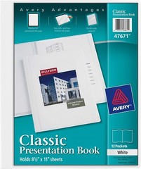 Avery 47671 Presentation Book, 12 Pockets, 8-1/2-Inch x11-Inch , White