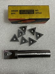 Lot of 7 Valenite Carbide Inserts VC-2 TNEA 322 KK & Boring Bar (Used) as Shown