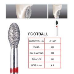 Dental FG Diamond Burs Egg Football #379-023F Fine Grit Red 10pcs/kit AZDENT