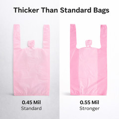 Pink T-Shirt Grocery Shopping Bags 1/10 XSmall 8x4x15 Unprinted 0.55 Mil USA
