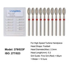 Dental Diamond Burs FG Round End Taper Football Bur Coarse Fine High Speed 856