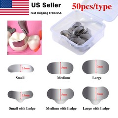 50 Pcs Dental Matrix Sectional Contoured Metal Matrices Bands S/M/L Sizes 35μm