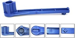 Blue 4-IN-1 Bung Drum Wrench 55-30-15 GAL Water Barrel Nut Cap Plug Gas Shut Off