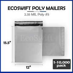 1-10000 12×15.5 “EcoSwift” Poly Mailers Envelopes Plastic Shipping Bags 2.35 MIL