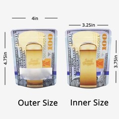 100pcs 3.5g Smell Proof Mylar Bags | Durable Zipper for Freshness | Food Grade