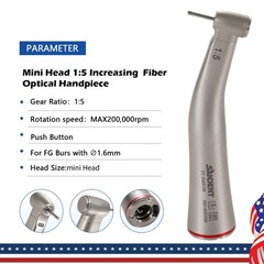 1-5*SANDENT Dental 1:5 High Speed Fiber Optic Contra Angle Increasing Handpiece