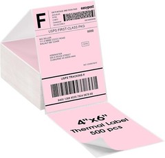 1000 4×6 Fanfold Direct Pink Thermal Labels for Zebra and Rollo Printers