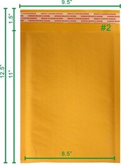 Fantasybuy® 100 #2 Kraft Bubble Padded Envelopes Mailers 8.5 X 11