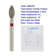 Dental Diamond Burs FG Football Bur 368/023F High Speed Friction Grip Fine Burr
