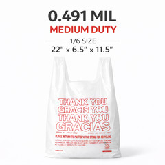 Thank You Carryout Bags 1/6 Size 22×6.5×11.5 0.491 Mil HDPE Retail Takeout