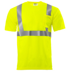 5 pack Hi Vis T Shirt ANSI Class II Reflective Safety Lime Short Sleeve