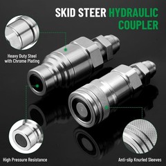 1/2″ Flat Face Skid Steer Hydraulic Quick Connect Coupler Set 1/2″ (#8) JIC Bulk