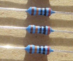 4 pcs 1/4 W, 1% mf Resistors, Axial. values above 5k. select from menu.