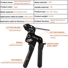 Metal Tie Wrap Gun Kit,Stainless Steel Cable Tie Gun and 100PCS 4.6 X 270Mm Stai