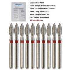 Dental Diamond Burs Football FG 368/023C 379-023F Egg Shape Coarse High Speed