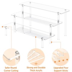 3 Tier Acrylic Display Risers, Large Perfume Organizer Stand, Clear