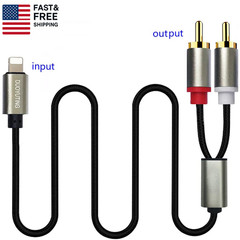RCA Audio Cable, Ios Phone to 2 Male RCA Stereo Audio Y-Adapter for Iphone/Sound