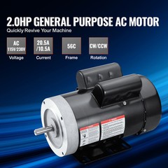 VEVOR 2HP Electric Motor 1725RPM AC 115V/230V 56C Frame 1-Phase 5/8″ Keyed Shaft
