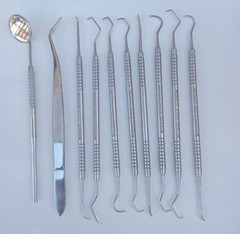 10 PC Dental Pick & Mirror Tools Sculpture Instrument Double End Oral Kit German