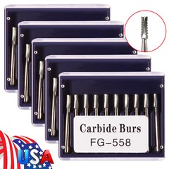 Dental Midwest FG #558 Straight Fissure Crosscut Carbide Burs 10-100Pk