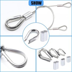 340Pcs Stainless Steel Wire Rope Cable Thimbles Aluminum Crimping Loop M2-M5 Kit