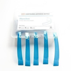 50pcs Dental Contoured Anterior Matrix Polyester Restoration Blue Strip Matrices