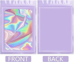 100/200 Smell Proof Mylar Bags Holographic Resealable Foil Pouch Zip Bags Purple