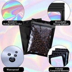 100-400Pcs Holographic Mylar Foil Bags Smell Proof Resealable Zip Seal Pouches