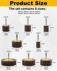 8 Pcs Flap Wheel Sander Set 1/4″ Shank 8size Flapper Wheel Longlasting Cylindric